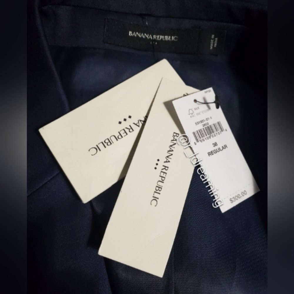 NWT Navy Modern Classic Satin Suit Jacket Size 38 Regular By Banana Republic - Picture 4 of 8